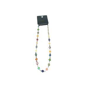 Waffle Multicolor Daisy and Evil Eye Charm Necklace